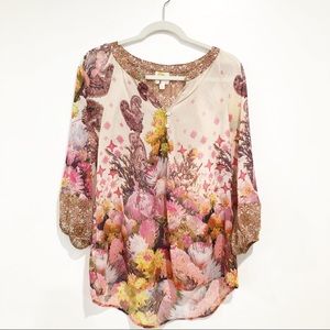 Fig and Flower Multi-Color Floral Blouse